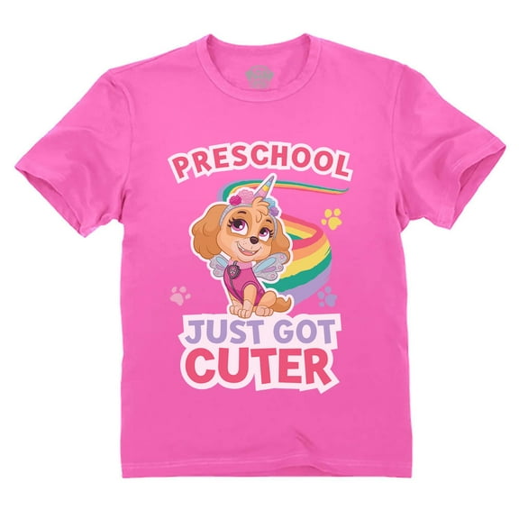 Paw Patrol Official Nickelodeon Girls' Preschool Shirt - Cute Sky Graphic Print - Comfortable and Durable for Playtime - Ideal Back to School or First Day of Preschool Outfit - Pink 3T