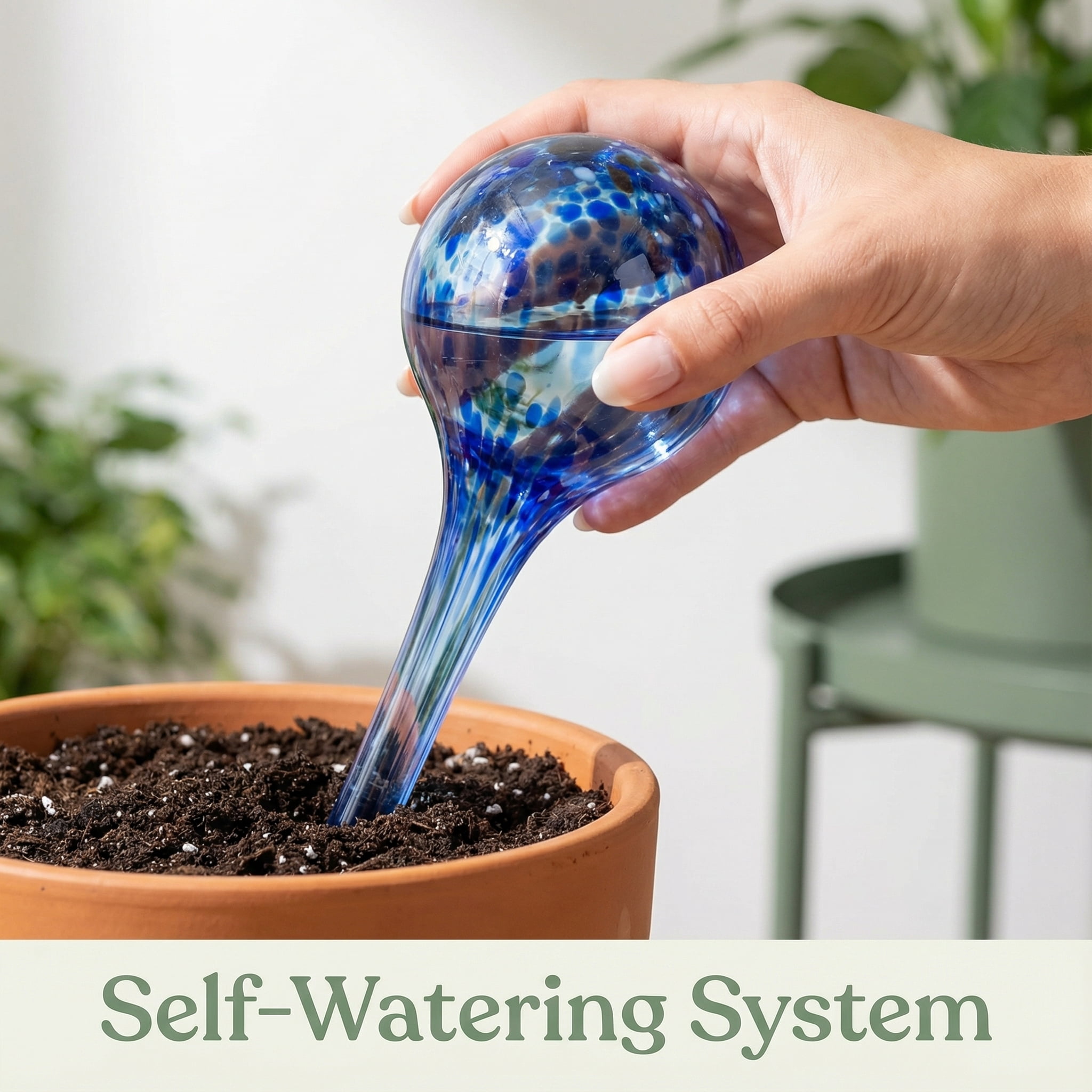 6-Pack  Handmade Plant Watering Globes - Self Watering Bulbs for Indoor & Outdoor Plants - Hand-Blown & Colorful Water Globes - Aqua Globes for Plants - Glass - Measures 6" L x 2.5" D - 3.5 oz