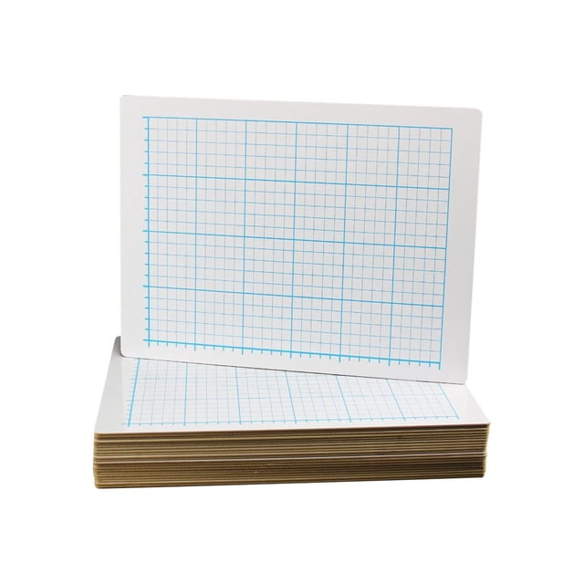 Flipside"12 x 18 Two Sided Quadrant Grid Dry Erase Board - 1/2"" Square Bulk Class Pack 24", Assorted (22024)