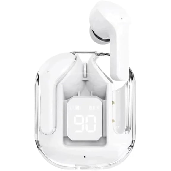 Wireless Earbuds with LED Display, Smart Touch Control, 20H Battery Life, Hi-Fi Sound, Noise Cancellation, 300mAh Charging Case (White)