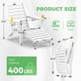 thumbnail image 5 of Folding Adirondack Chair with Ottoman Set of 2 HDPE Outdoor Chair Pull Out Footrest with 2 Cup Holders Garden Lawn White, 5 of 9