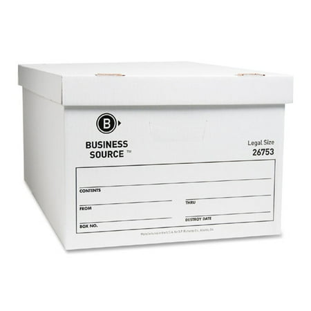 Business Source Storage Box, Lift Off Lid, Legal, White, 12-Pack