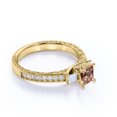 thumbnail image 4 of JeenMata Vintage 1 ct - Princess Cut Champagne Peach created morganite - 3 Stone - Engagement Ring - 18K Yellow Gold over Silver, 4 of 6
