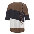 thumbnail image 5 of Elbow Length Crewneck Shirts Women Casual Loose Patchwork T-Shirts Summer Basic Tunic Tops (S, Brown), 5 of 5