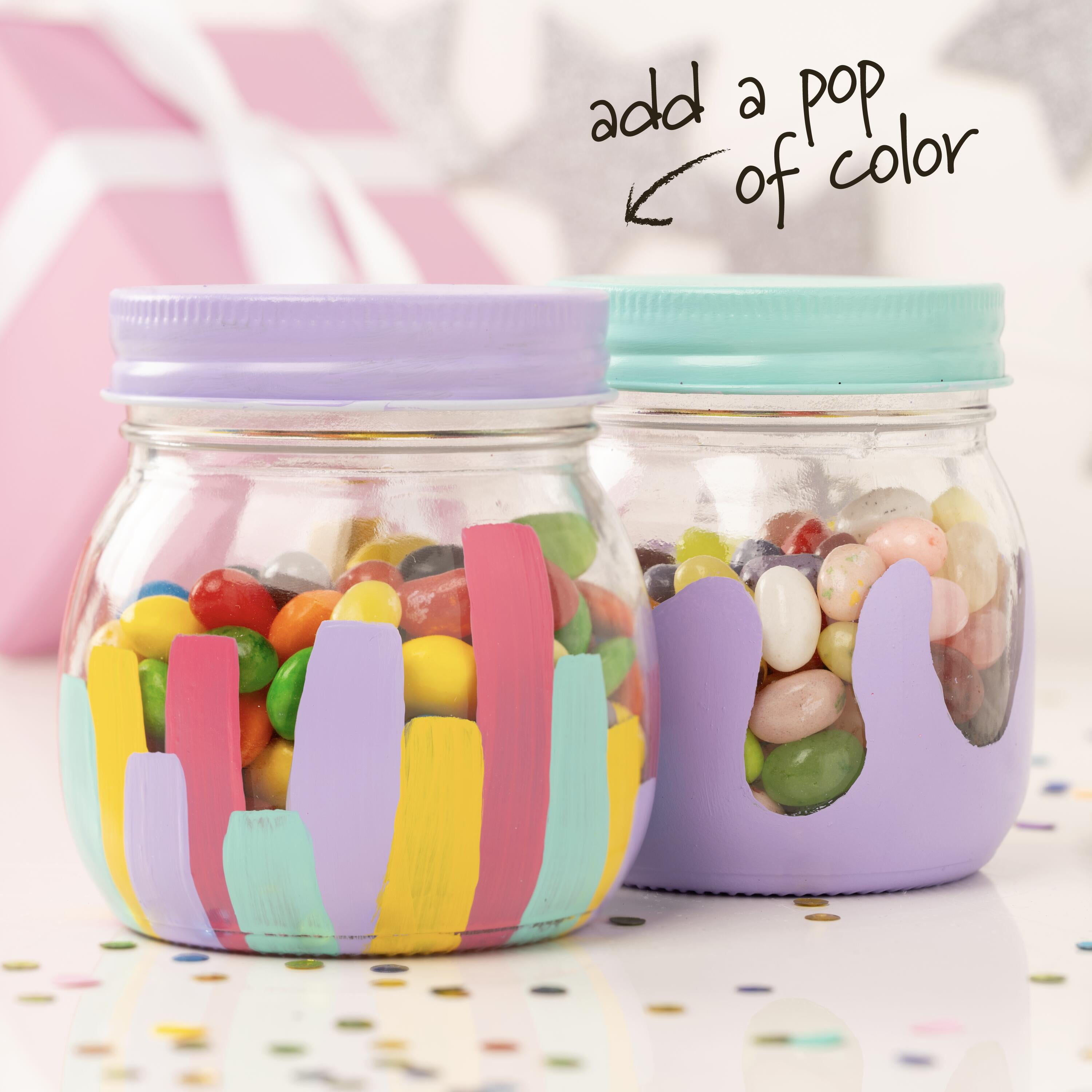 (3 pack) Plaid Surfaces Glass Mason Jar with Lid, 8 oz Customizable Jar for DIY Arts and Crafts