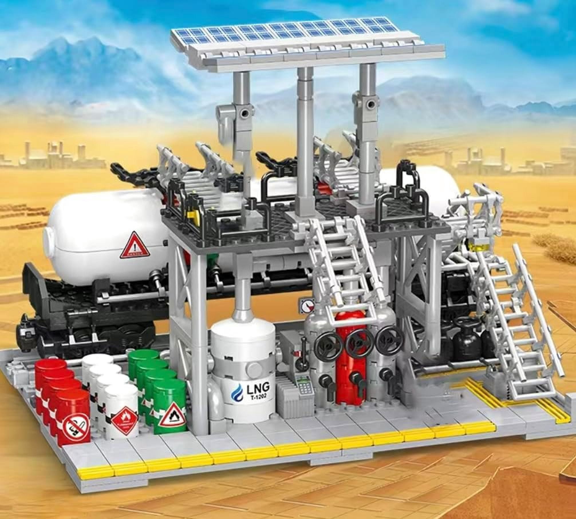 Remocguys LNG Gas Storage Plant Building Set Compatible with Lego Industrial Model Desktop Decor for Adult 704pcs