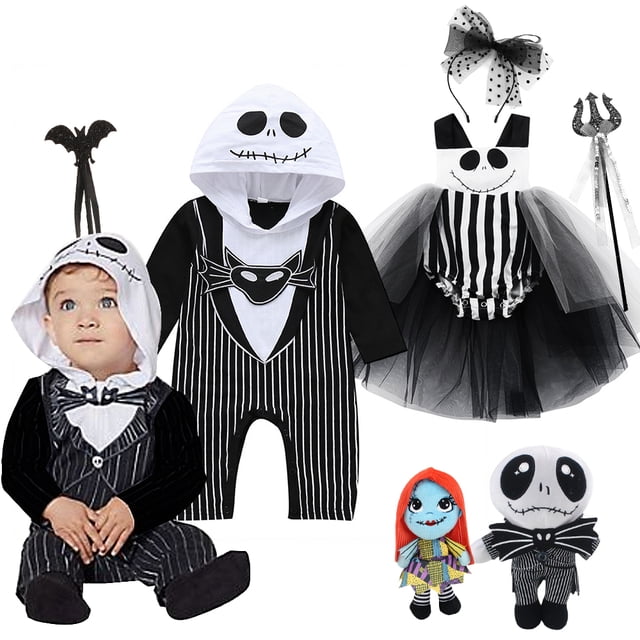 Disfraz de Jack Romer de Pesadilla antes de Navidad para recién nacidos de 0 a 1 año, ropa de Halloween para niños pequeños, sudadera con capucha, mono para niños y niñas, cosplay