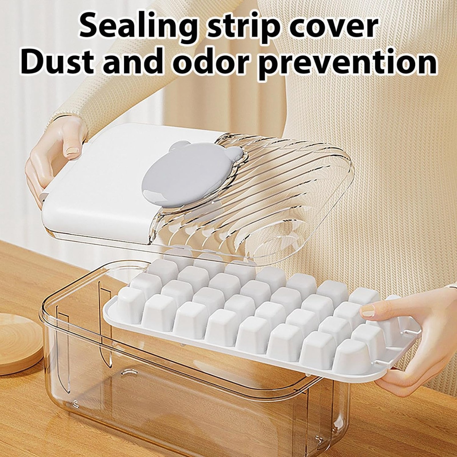 32 Pieces Ice Cube Square Ice Cube Tray Ice Cube Maker Home Food Grade Large Capacity Ice Cube Storage Box With Scoop Reusable Silicone Antifreeze Bucket Kit High-quality