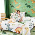 thumbnail image 4 of Manfei Dreamy Dinosaur Animals Full Size Comforter Sets,Cute Wildlife Bedding Comforter Set,White,Polkadot Reversible,3 Pieces,1 Comforter and 2 Pillowcases, 4 of 7