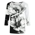 thumbnail image 6 of Ounisa Womens 3/4 Sleeve Tops 2025 Summer Floral Print Round Neck Shirts Loose Fit Three Quarter Sleeve Tshirts, 6 of 6
