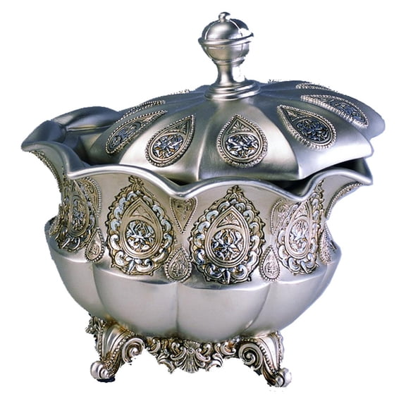 Ore International 8"H Traditional Royal Silver Metalic Decorative Jewelry Box