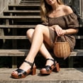 thumbnail image 5 of Cushionaire Slate Faux Wooden Heel Sandal, Comfortable Platform Sandals with Chunky Heels for Women, Wide Widths Available, 5 of 13