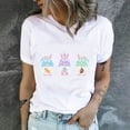 thumbnail image 2 of Pompotops T-Shirts Col Rond pour Femmes Imprimé Lapin de Pâques Manches Courtes Blouse, 2 of 9