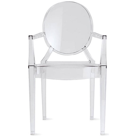2xhome Minimalist Scandinavian Contemporary Transparent Crystal Dining Chairs with Arms, Oval Back, Stackable Acrylic Armchairs for Kitchen, Dining Room, Patio, Balcony, Indoor and Outdoor Use, Clear