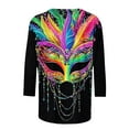 thumbnail image 4 of Mardi Gras Shirts for Women Masked Graphic 3/4 Sleeve 2026 Carnival Top Loose Casual Crew Neck Funny Tee Shirts Raved Outfits Mardi Gras Outfit, 4 of 6