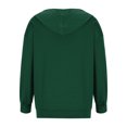 thumbnail image 4 of Soft Fleece Zip-Up Hoodie for Women, Long Sleeve Drawstring Open Front Sweatshirt - Loose Fit Casual Fall Winter Jacket Green XL, 4 of 6