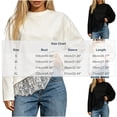 thumbnail image 3 of Zpanxa Womens Crewneck Sweatshirt Lace Hem Loose Fit Casual Solid Color Long Sleeve Pullover for Winter, 3 of 5