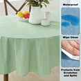thumbnail image 3 of Newbridge Sage Green Napa Leaf Solid Color 60 x 102 inch Oval Vinyl Flannel Backed Tablecloth, 3 of 8