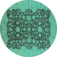 thumbnail image 1 of Ahgly Company Indoor Round Oriental Turquoise Blue Industrial Area Rugs, 4' Round, 1 of 4
