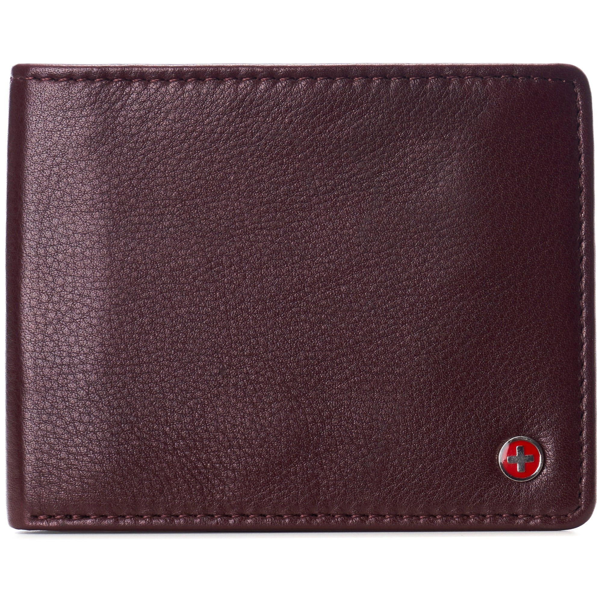 Alpine Swiss Mens Genuine Leather Passcase Bifold Wallet RFID Safe 2 ID ...
