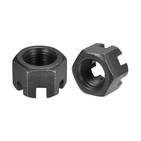 

Uxcell M12x1.25mm Hexagon Slotted Nut Grade 4.8 Carbon Steel Hex Castle Nuts Black 10Pack