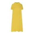 thumbnail image 5 of Summer Fashion Plus Size Dresses for Women Solid Color Casual Loose Fitting Daily Short Sleeved Lapel, 5 of 7