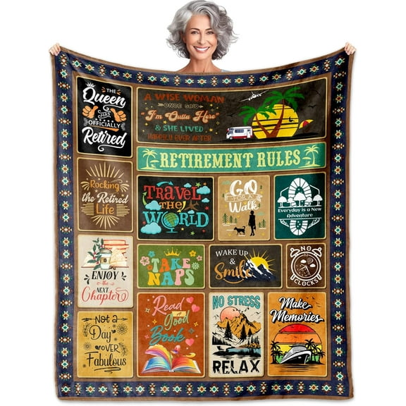 Retirement Gift for Women, Retired Gifts for Women 2024 Coworker, Retirement Blanket 60" X 50", Coworker Leaving Gifts for Women, Going Away Gift, Goodbye Gifts, Best Retirement Gifts