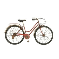 DecMode Red Metal Bike Wall Decor with Seat and Handles