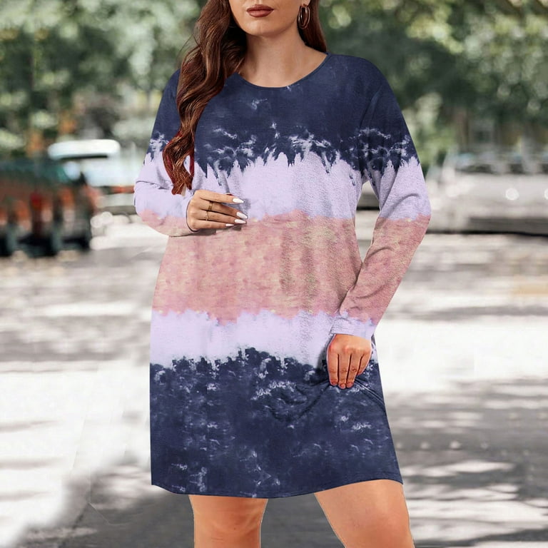 plus size cotton tie dye dresses Black Tie-Dye Cotton Bohemian Knee Length Gathered Dress 56" / Petite (5'1" and below)