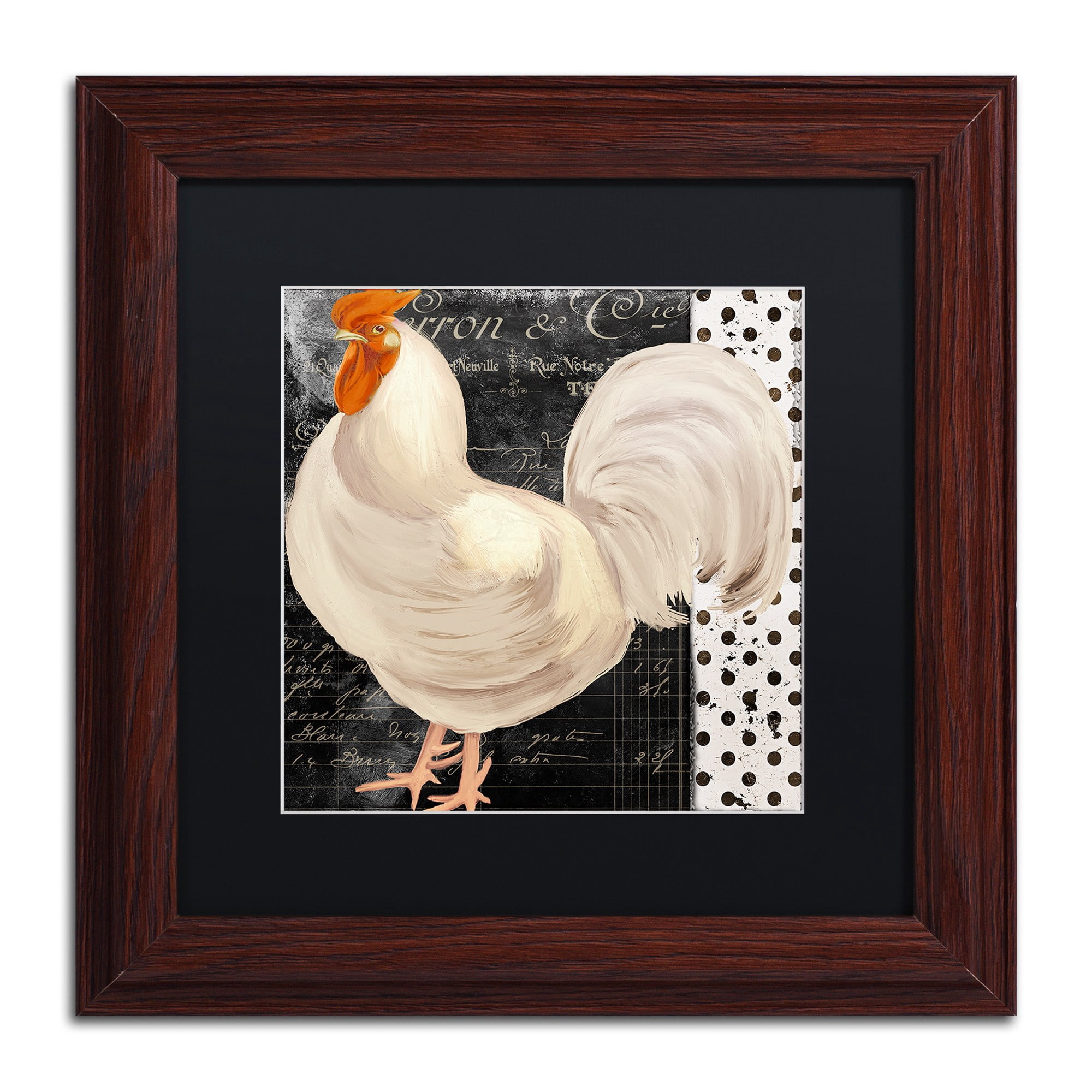 Trademark Fine Art "White Rooster Caf? II" Canvas Art by Color Bakery Black Matte, Wood Frame