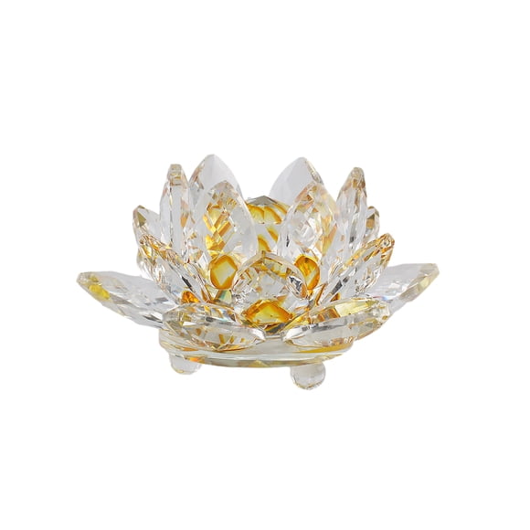 Matsuzay Cristal fino flor de loto pisapapeles Feng Shui esfera cristales colección de flores figuritas para boda hogar Decoración Amarillo