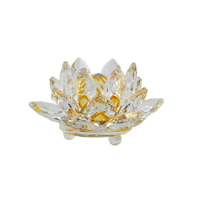 Matsuzay Cristal fino flor de loto pisapapeles Feng Shui esfera cristales colección de flores figuritas para boda hogar Decoración Amarillo