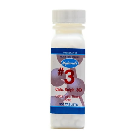 Hyland's Cell Salts #3 Calcarea Sulphurica 30X Tablets, Natural Homeopathic Relief of Colds, Sore Throat, Acne, 500