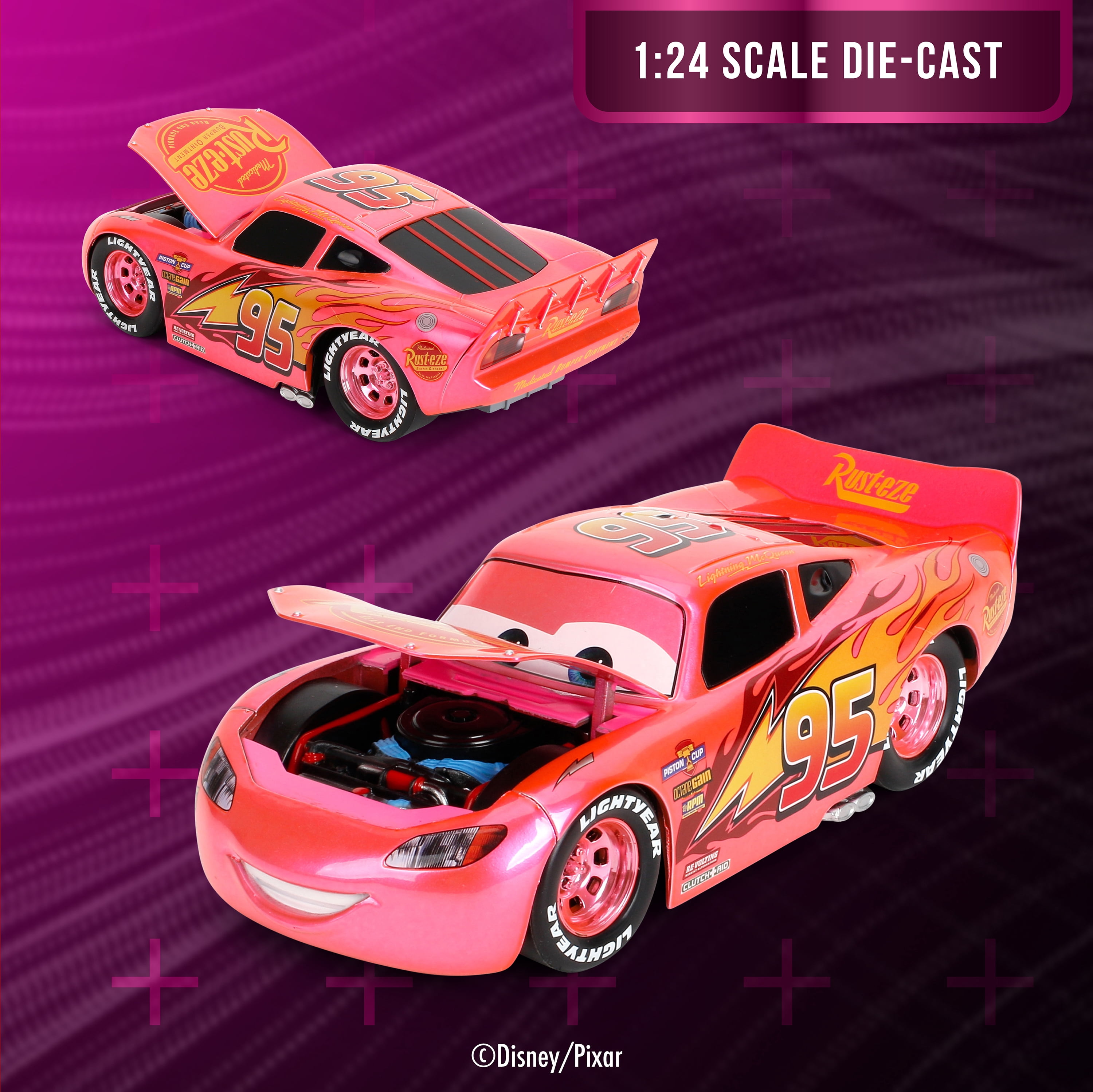 Jada Disney Pixar Cars 1:24 Pink Slips Lightning McQueen Die-cast Car, Model Vehicles(Pink)