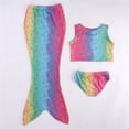 thumbnail image 4 of Kid's Girls Children Mermaid Tail 3Pcs Princess Split Swimsuits Dress Funny Bathing Suits Costume Bikini Sets, 4 of 8