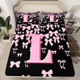 thumbnail image 2 of jejeloiu Personalized Letter L Full Size Sheets,Monogrammed Theme Bed Sheets,Ribbon Bow Knot Sheet Sets,Ultra Soft Bedroom Decor,4 Pieces, 2 of 7