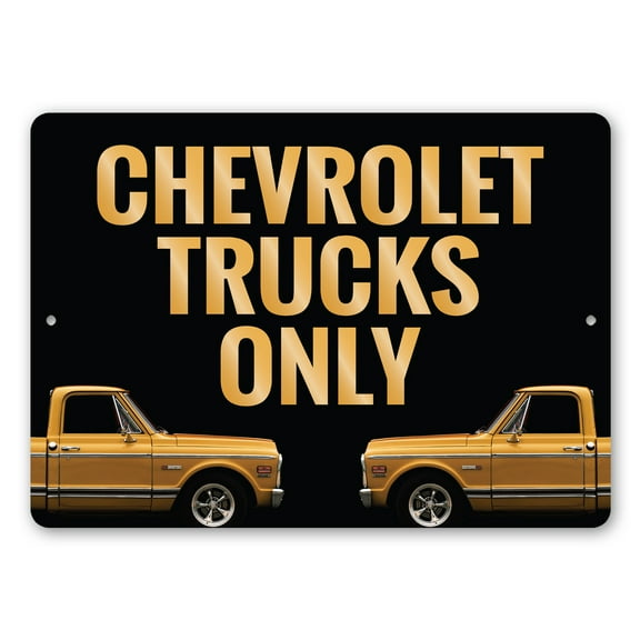 Chevy Trucks Only Aluminum Metal Decor Sign - 10x14 inches