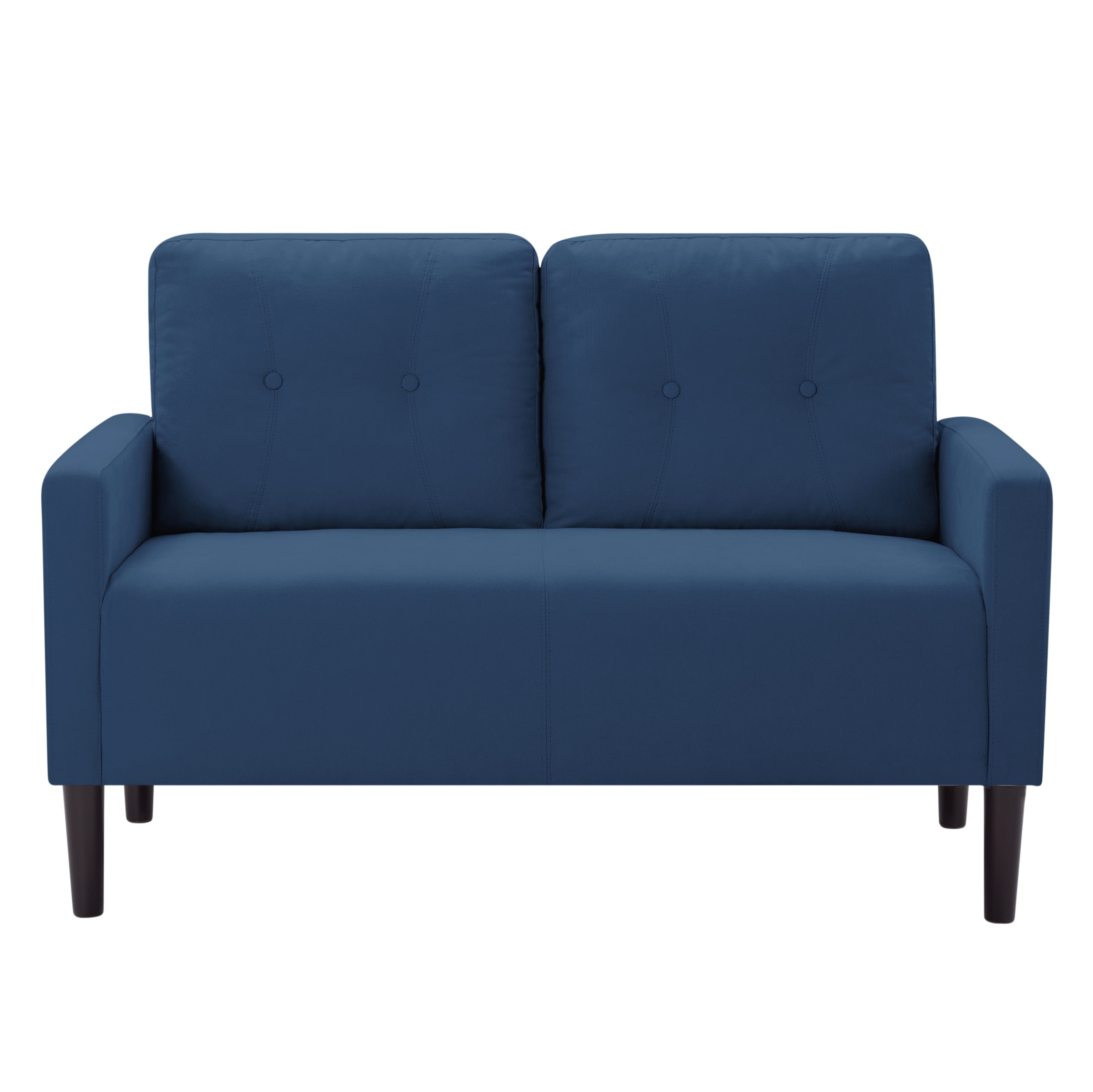 BSHTI 51.2" Modern Loveseat for Small Spaces, Linen Bled Upholstery, Ergonomic Loveseat with Removable Cushions & Solid Wood Legs, Navy Blue