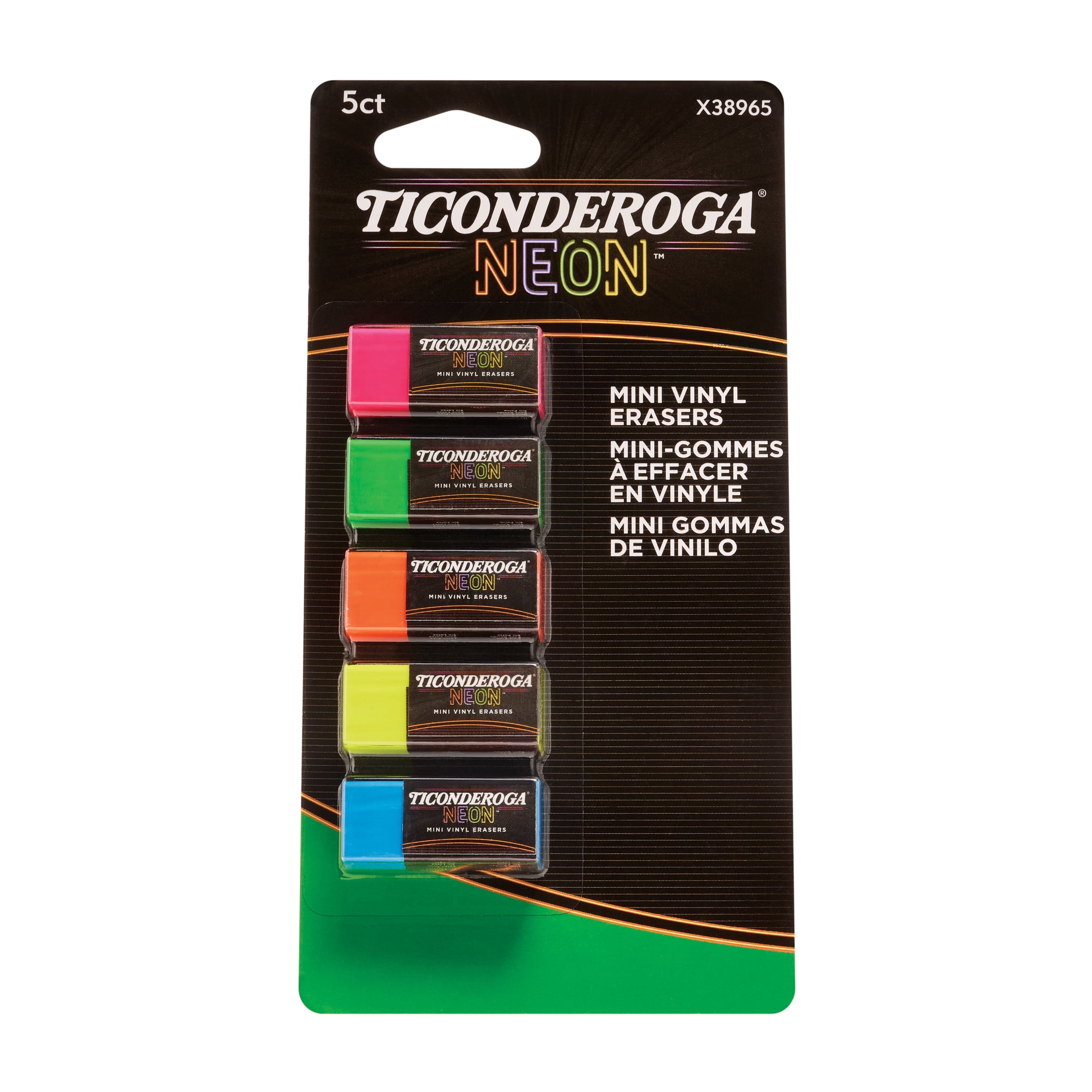 New 15 Count Ticonderoga Neon Erasers Assorted Colors 
