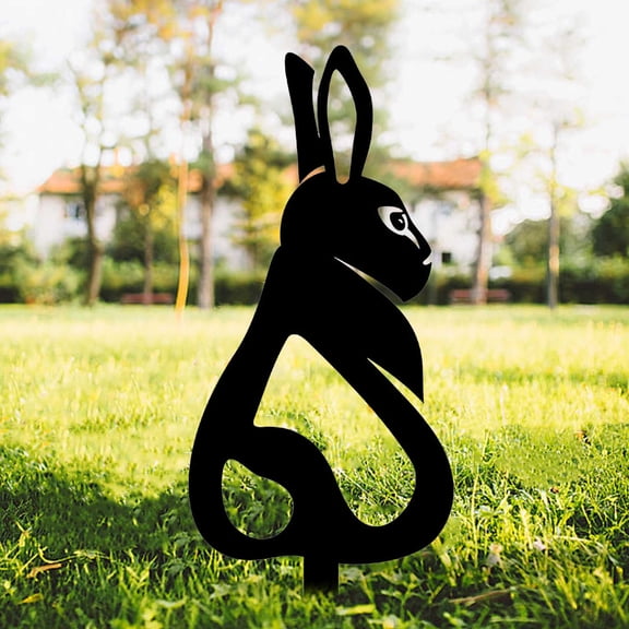 Nilvkv Acrylic Mirror Easter Bunny Egg Decoration 3D Outdoor Garden Stake Modern Flat White Yard Art for Courtyard Pathway Spring Holiday Decor