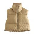 thumbnail image 1 of Txlixc Chaleco de mujer, chaqueta de algodón vintage de cuello corto, cremallera de cuello vertical Txlixc  moda, 1 of 3