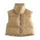 thumbnail image 1 of Txlixc Chaleco de mujer, chaqueta de algodón vintage de cuello corto, cremallera de cuello vertical Txlixc  moda, 1 of 3