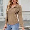thumbnail image 6 of PNTUTB Women's V-Neck Long Sleeve Striped Texture Casual Pullover Fashion Loose Fit Top&Flash Picks, 6 of 6