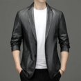 thumbnail image 4 of Ropa de cuero para hombre, chaqueta fina y suave de primavera y otoño, traje ajustado con estampado de cocodrilo, 4 of 4