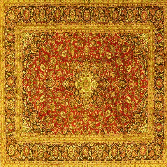 Ahgly Company Indoor Square Persian Yellow Traditional Area Rugs, 3' Square