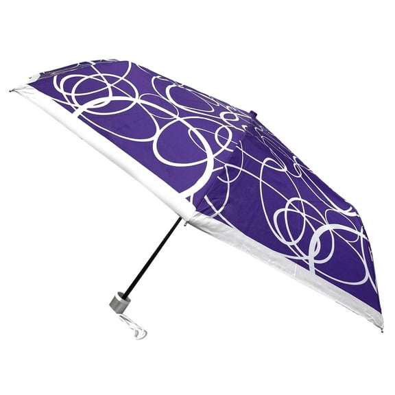 Storm Duds Jazzy Minis 42” Mini Folding Umbrella With Squiggly Design – Purple