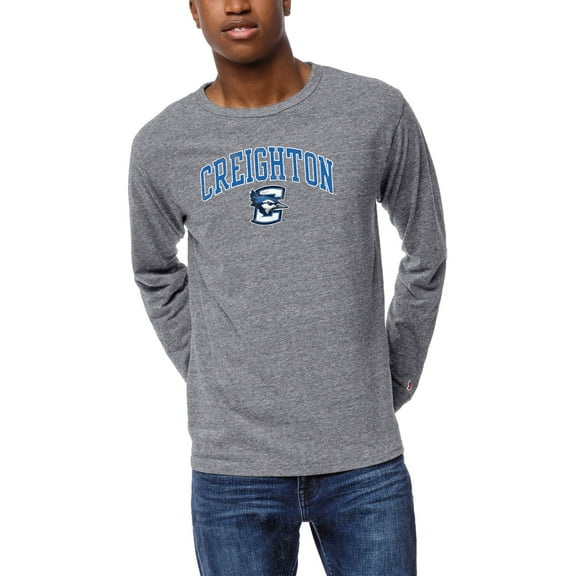 Men's League Collegiate Wear Heather Gray Creighton Bluejays Victory Falls Tri-Blend Long Sleeve T-Shirt