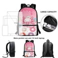 thumbnail image 4 of Jeiento Doughnut Axolotl Backpack and Lunch Box Set for Girls School Bookbag Lunch Bag Pencil Case Water Bottle Carrier Pink 4Pcs Kids Elementary Middle School Bag Packs Daycare Satchel, 4 of 7
