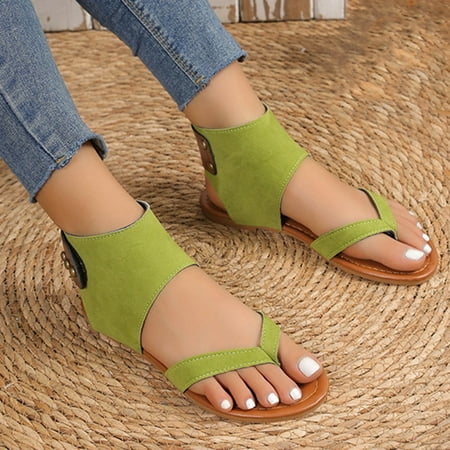 

Wavsuf Flat Sandals for Women Casual Summer Green Thong Sandals Size 7.5