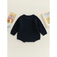 thumbnail image 5 of Douhoow Infant Girls Boys Knitted Jumpsuit Baby Ribbed Long Sleeve Solid Crotch Button Bodysuit, 5 of 7